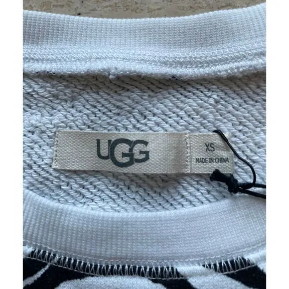 NEW UGG Zebra‎ Print Crewneck Sweatshirt Long Sleeve Pullover XS - Image 3