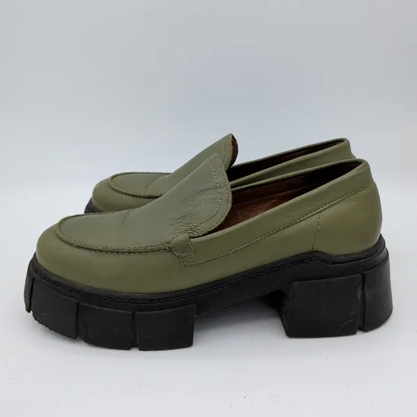 Free‎ People Alohas Trailblazer Green Chunky Lug Platform Loafer 37.5 Women's 7 - Image 2
