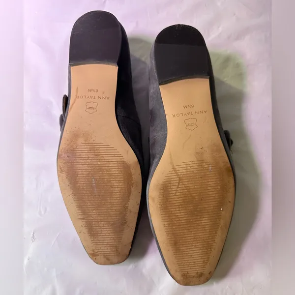 Ann Taylor Factory Gray Suede Flats with Buckle - Image 14
