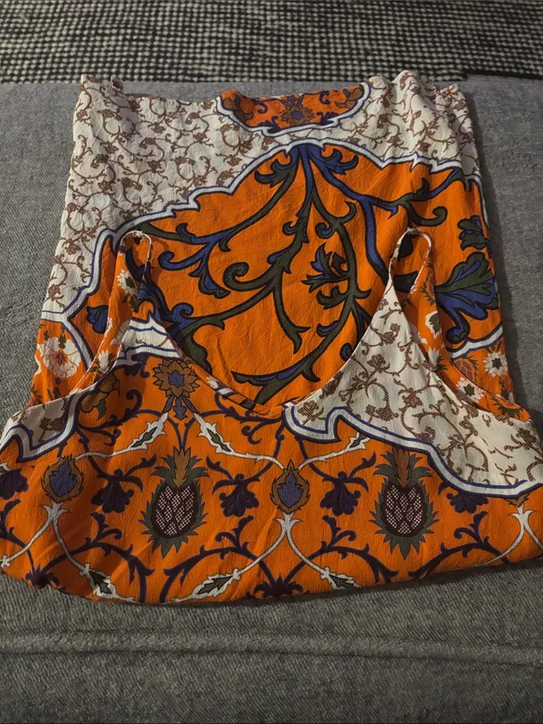 Topshop Orange Pineapple‎ Floral Paisley Cami Mini Dress - Size 4 - Image 3