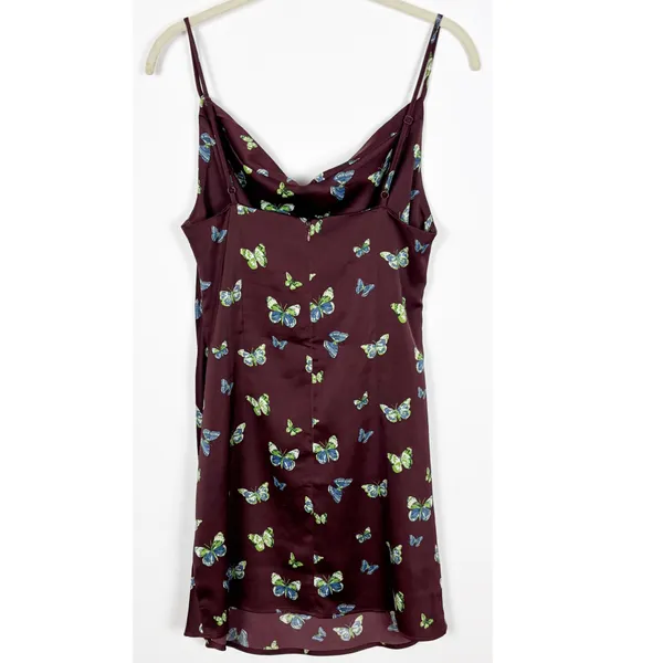 Urban Outfitters UO Mallory butterfly print cowl neck mini slip dress Satin - Image 2