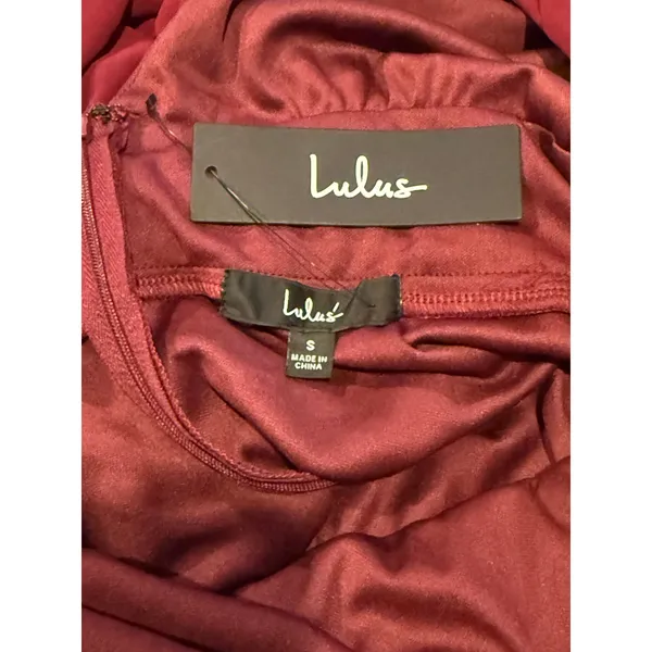 NWT Lulus Love You So Long Sleeve Openback Maxi Dress VNeck SideSlit S Burgundy - Image 9