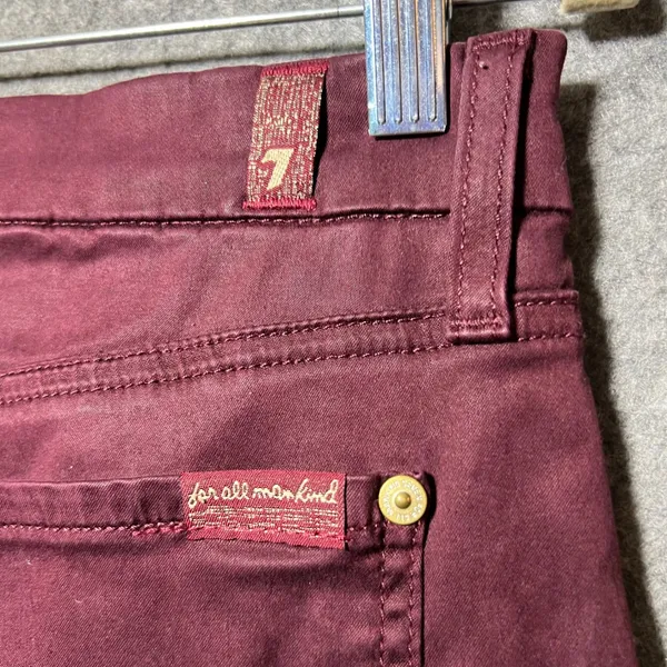 7 For‎ All Mankind b(air)Skinny Jeans Burgundy Wine Red Pants 27 Blair - Image 10