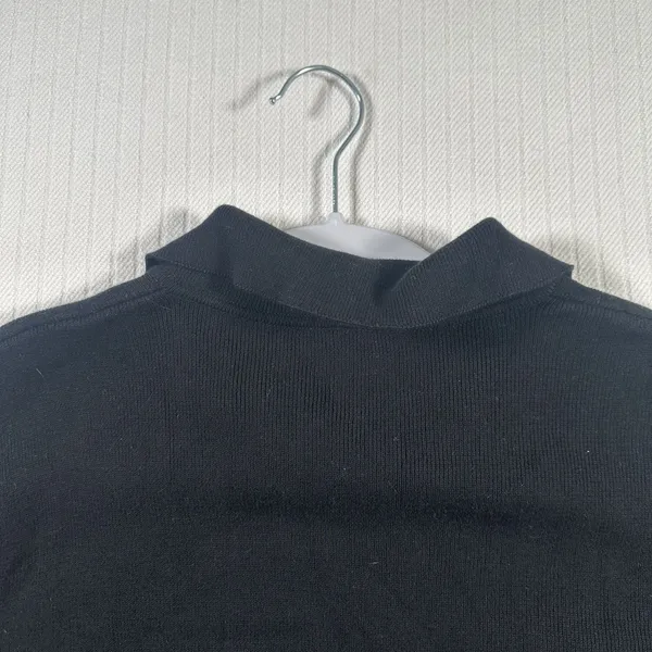 Talbots Women Large Black Sweater Ribbed Collared V-Neck Knit Pullover Top - Image 14