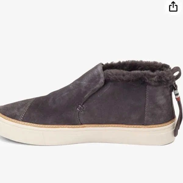 Toms grey suede side zipper faux fur bootie size 8 - Image 2