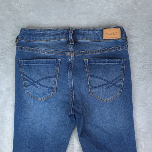 Aeropostale Jegging Women 00 Regular (25x28) Blue Denim Skinny Stretch Jeans - Image 4