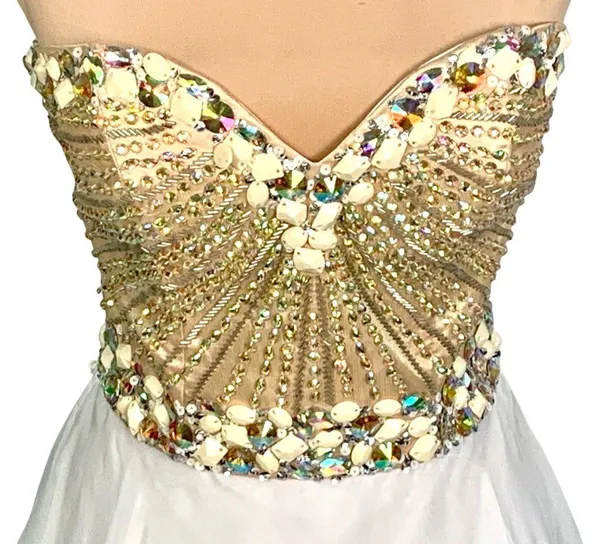 Sherri Hill Embellished Sweetheart Neckline Strapless Gown Size 4 Pageant Prom - Image 3