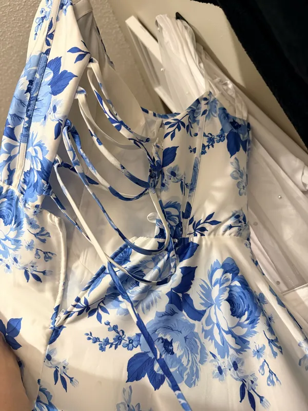 B Darlin Blue floral dress with train - Image 5