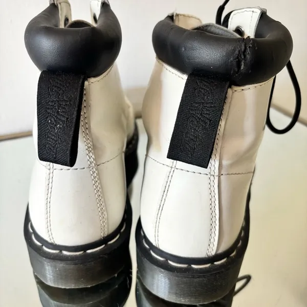 Dr. Martens White Leather Boots Size 8 - Image 6