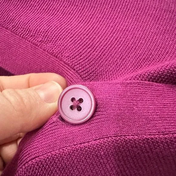 Talbots Purple Magenta‎ V-Neck Button Front Cardigan Sweater Lightweight Casual - Image 4