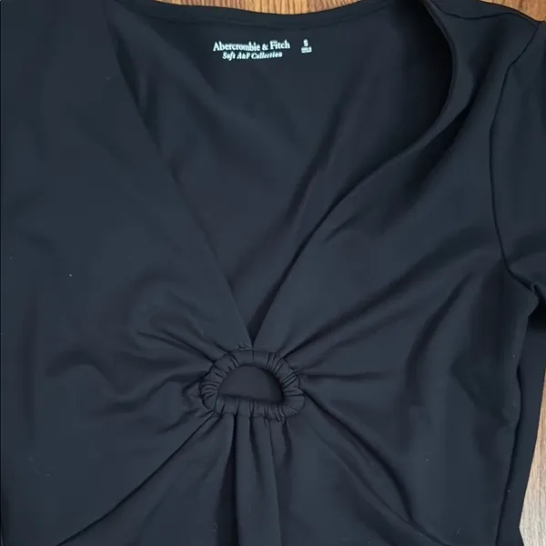Abercrombie & Fitch Black Long Sleeve Tie Front Bodysuit - Image 3