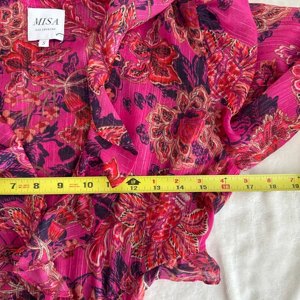 Misa Los Angeles azalea romper in Fuchsia size Small Floral Chiffon Ruffles - Image 9