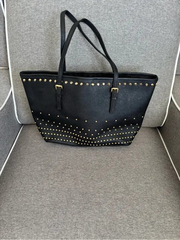 Michael Kors Black Saffiano Studded Tote with Gold Hardware - Image 6