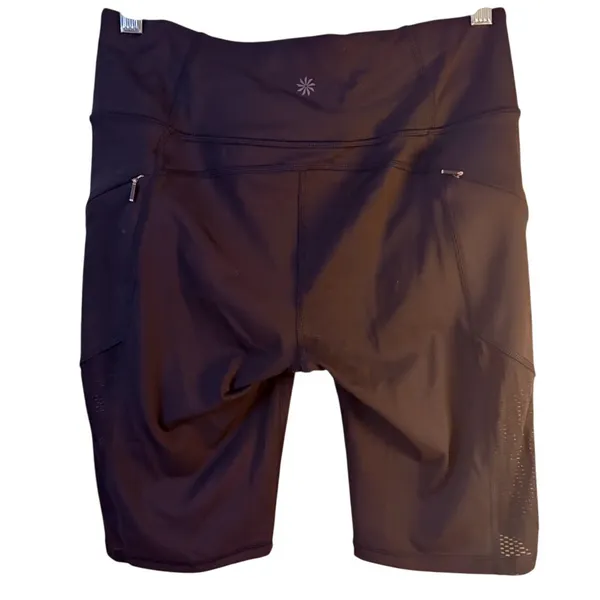 Athleta Black Biker Shorts with Mesh‎ Inserts - Size ST Tall - Image 2