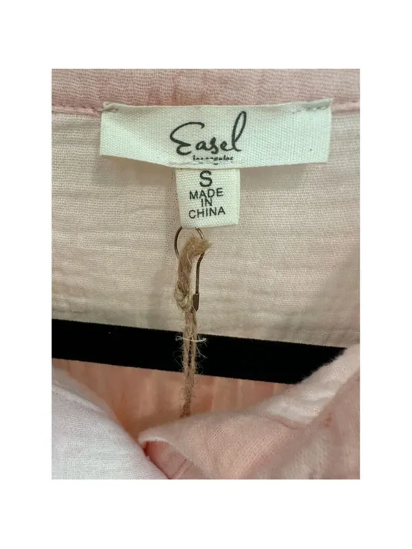 Size S Easel Los Angeles Embroidered Cotton Gauze Shirt Top in Blush - Image 9