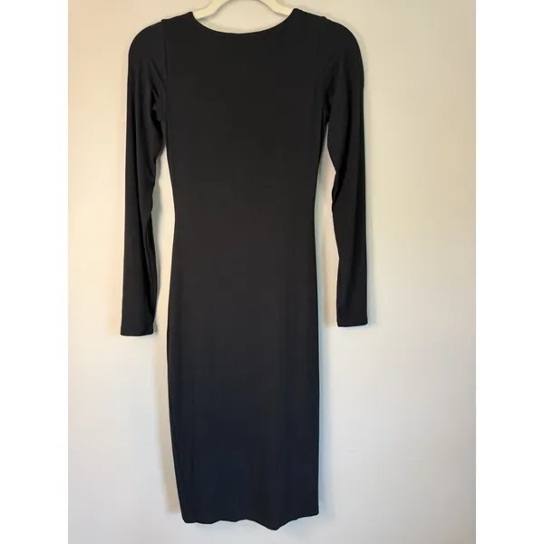 Skims Smooth Layers Square Neck Long Sleeve Midi Dress Obsidian S New $108 - Image 10