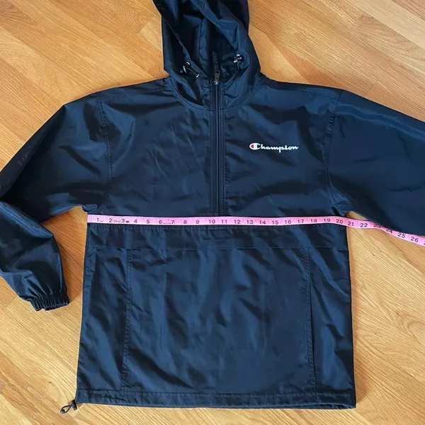 Champion Men’s Small Black Anorak Windbreaker Half Zip Hooded Pullover - Image 7