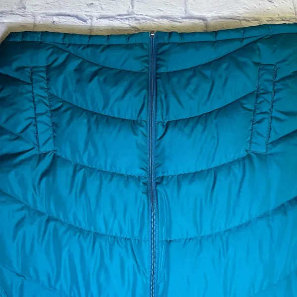 Lands End Turquoise Puffer Vest Down Feather Quilted Zip Up Womens XL 18 Outdoor - Image 3