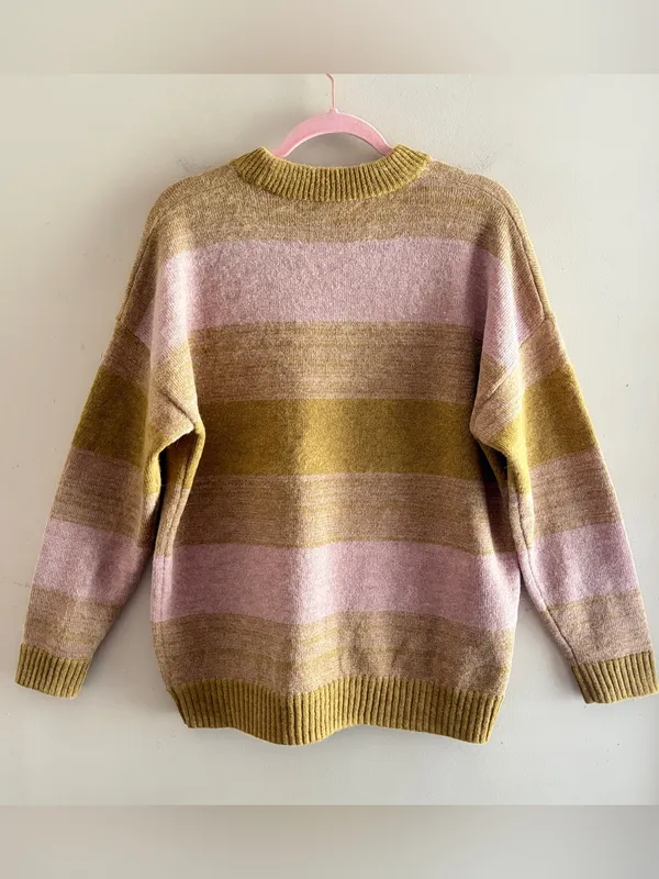 MADEWELL Otis‎ Space Dye Striped Alpaca Blend Sweater in Pink Oyster, Medium - Image 6