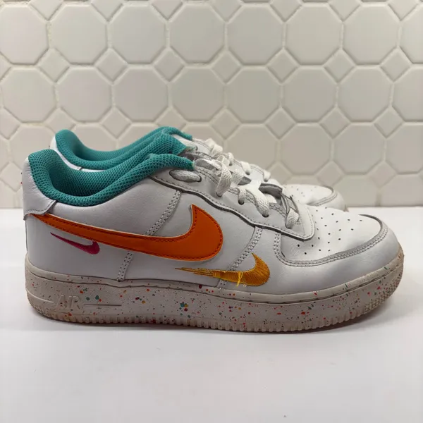 Nike Air Force 1 Low Womens 8.5 White Multi Color Paint Splatter FD4626-181 - Image 4