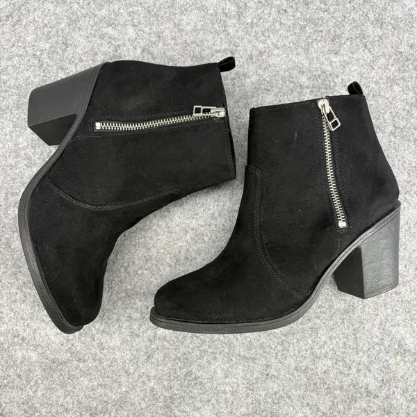 H&M Black suede Ankle Booties size 7 38 - Image 4
