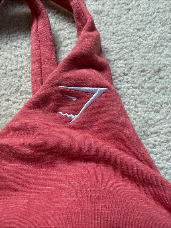 Gymshark Ruched Sports Bra‎ Pink Drawstring Back Size Small - Image 2