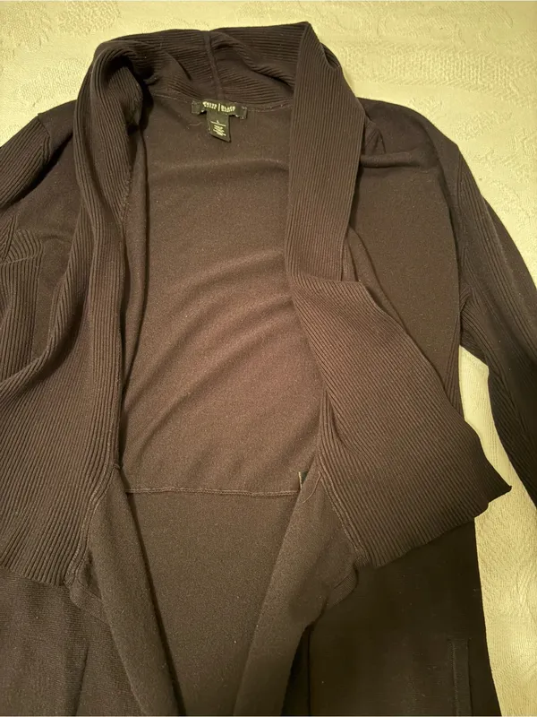 White House Black Market Black Draped Cardigan - Image 7