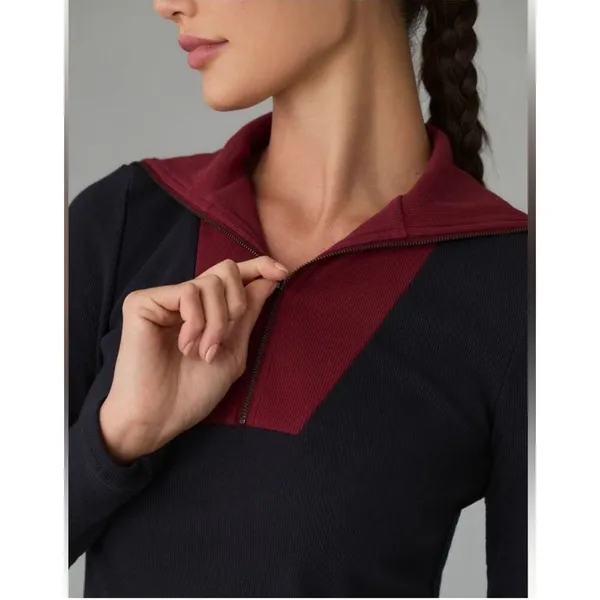 NWT Anthropologie Daily Practice Ribbed Knit 1/4 Zip Mock Neck Midi Dress Size S - Image 3