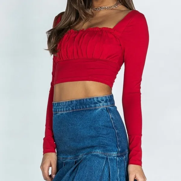 Princess Polly Tilly Long Sleeve Top in Maroon Size 10 New with tag - Image 2