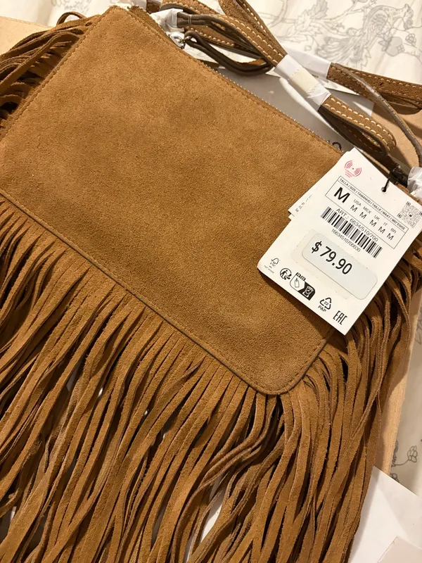 ZARA Fringed Leather Crossbody Bag - Image 2
