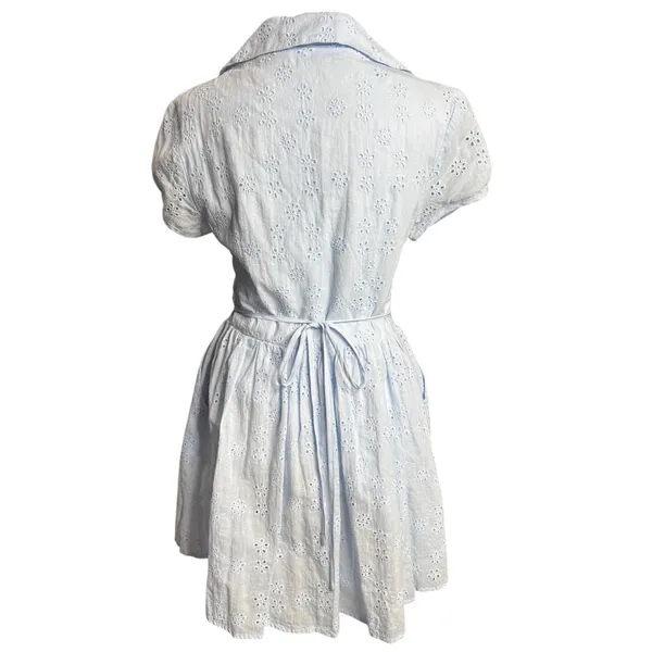 Cider Baby Blue Eyelet Mini Dress S Coquette Cottagecore - Image 6