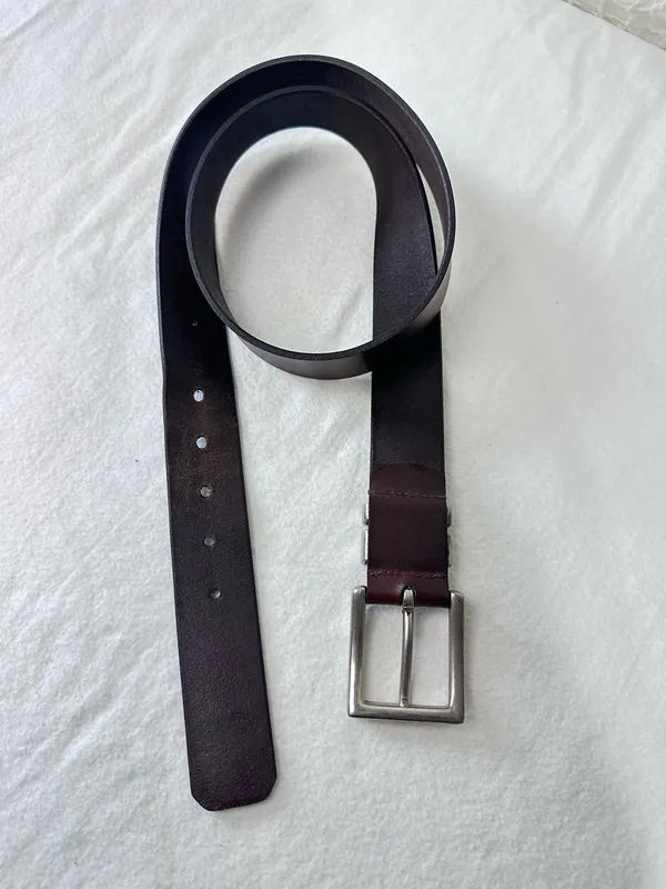Levi's Rugged Dark Brown Leather Belt Sz 40 Brushed Nickel Western - Image 10