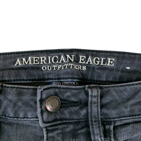 American Eagle Gray‎ Super Hi Rise Jegging 6 X-Long Distressed Raw Hem Stretch - Image 4