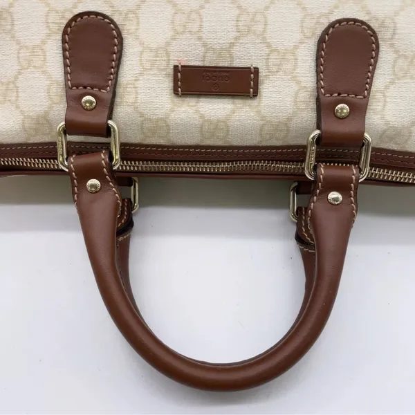 Gucci Cream and Brown Tote Bag with Signature GG Monogram - Image 7