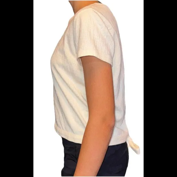Madewell XS Cotton Blend Lightweight‎ Preppy Slash Tie Back Top - Image 11