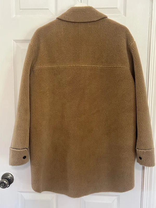 Zara Teddy Shacket Oversized Sherpa Fleece Jacket Neutral Minimalist Quiet Luxury Coat S - Image 3