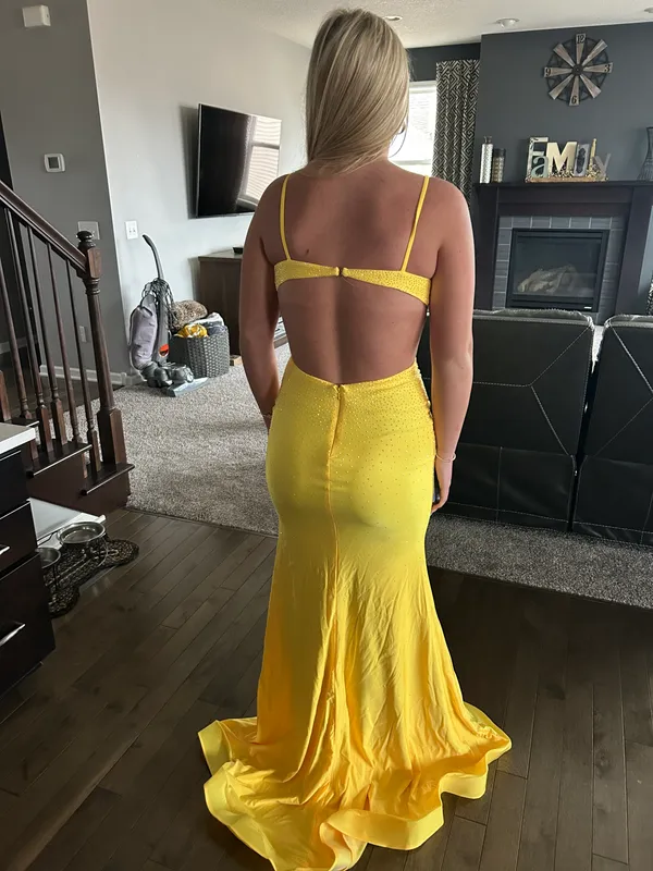 yellow cut out prom dress - Image 4