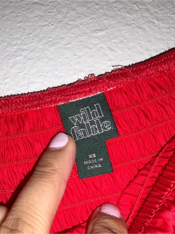 NWOT Wild Fable Red Smocked Maxi Skirt Side Slit Boho Summer XS - Image 5
