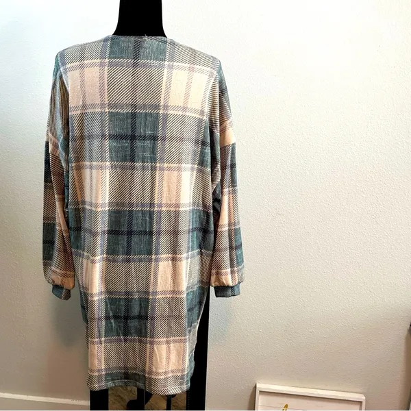 Cabincore Western Rustic Green Plaid Loose fit Long Cuff-sleeve Pockets Shacket - Image 10
