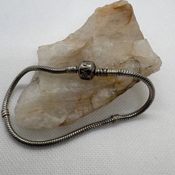 Vintage Sterling Silver 925 Snake Chain Charm Bracelet Love Barrel Clasp 7.75in - Image 7