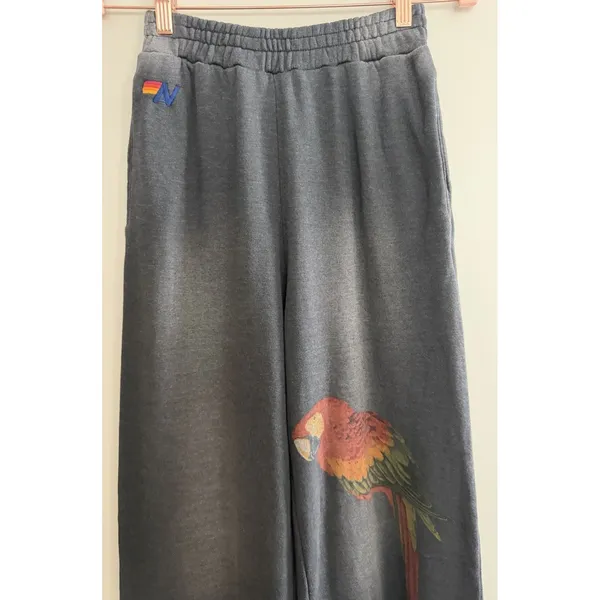 Aviator Nation Wide Leg Parrot Pocket Pants Faded Smoke Women's Size Medium - Image 3
