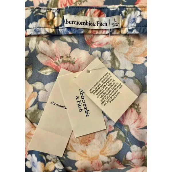 NWT Abercrombie & Fitch Navy Floral Midi Skirt Women's Size Large - Image 3