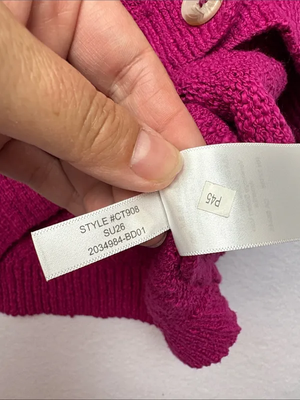 J. Crew size small knit Short-Sleeve Button Cardigan sweater purple pink Fuschia - Image 7