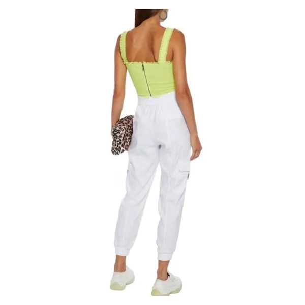 Alice + Olivia Cargo Buckle Joggers White Size Medium Linen Blend - Image 2