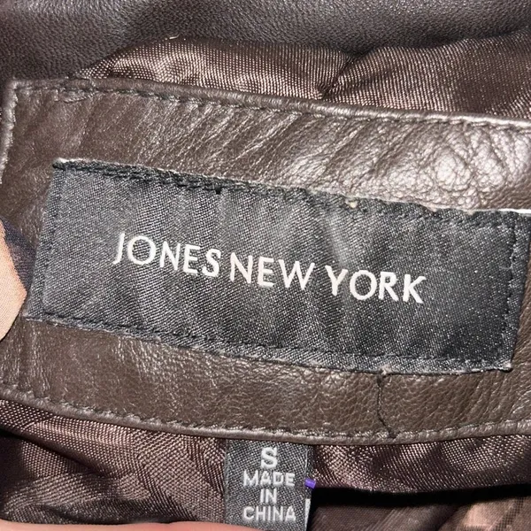 Y2K Indie Sleaze Jones New York Brown Leather Jacket Pleated Zip Up Grunge - Image 8