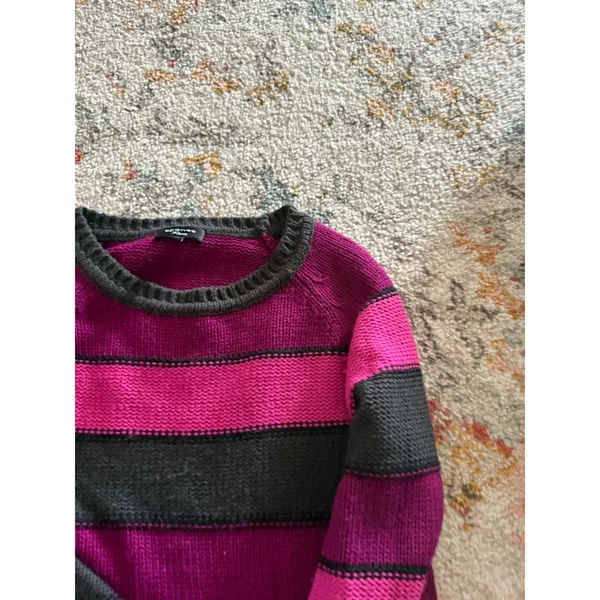 Spense Knits Womens Striped Sweater Pink Magenta Grey Y2K Emo Grunge Large - Image 2