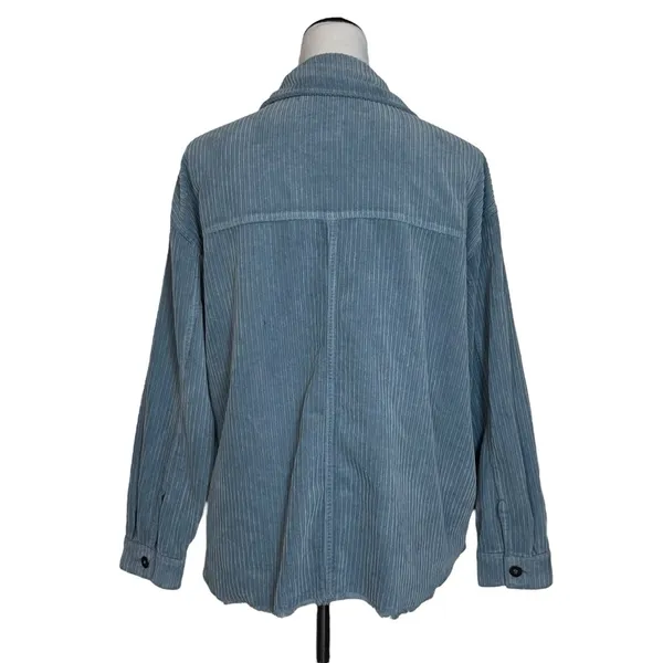 ZARA Oversized Corduroy Button Down Shirt Jacket Size M Blue Chore Barn Shacket - Image 8