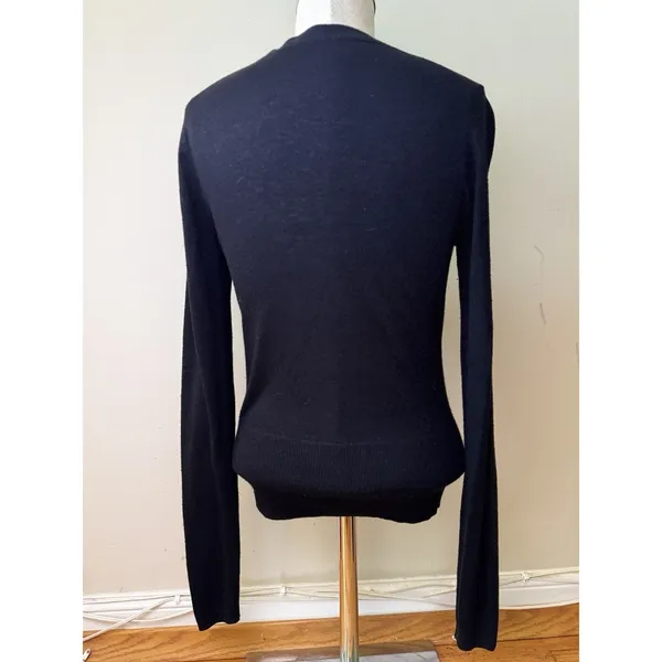 Elie Tahari Women's Silk Cashmere Ruffle Long Sleeve Button Black Cardigan XS - Image 2