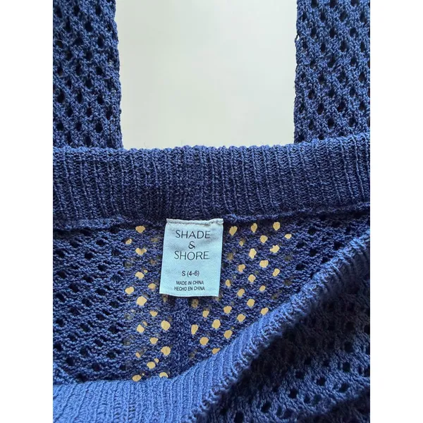 Shade & Shore Womens Navy Blue Crochet Knit Swim Cover Up Pants Size‎ Small 4-6 - Image 2