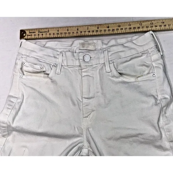 Mother The Looker Crop White Preppy Designer‎ Classic Skinny Jeans 27 - Image 3